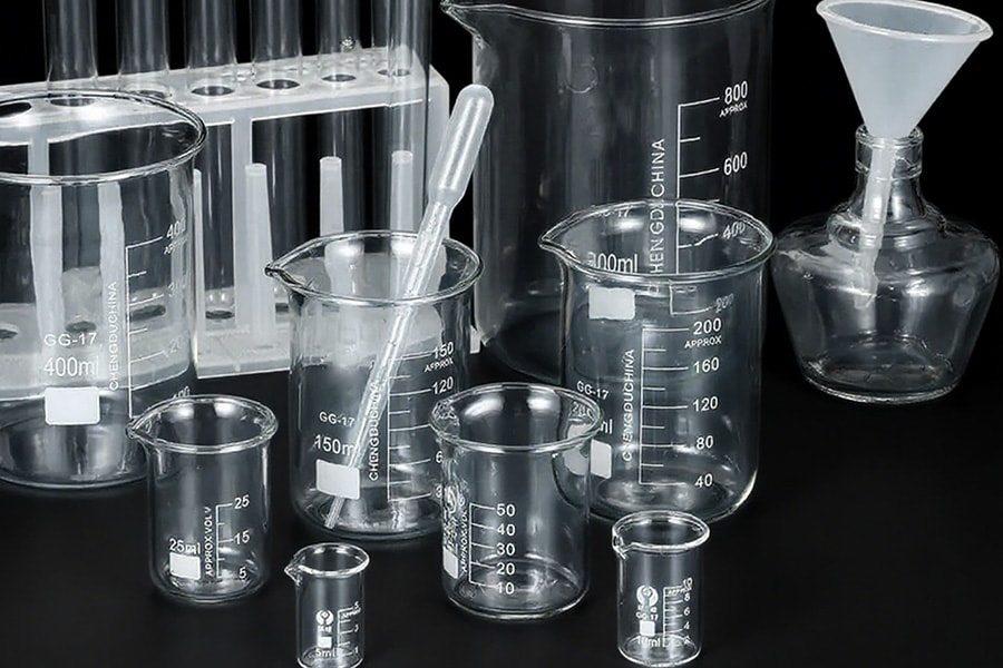 Borosilicate glass with graduated measurements
